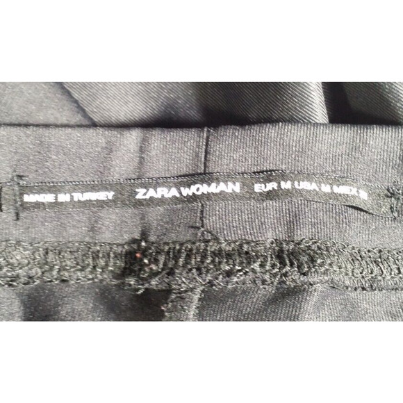 Zara Woman Black Striped Legging Pants Size M Pull-On Stretch Ankle - Picture 5 of 6